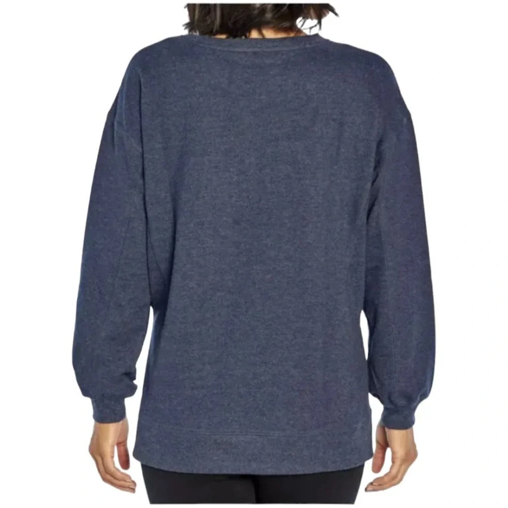 Wildfox NWT Navy Statement “Social” Sweatshirt Side Slits Drop Shoulder Size M - Picture 2 of 10
